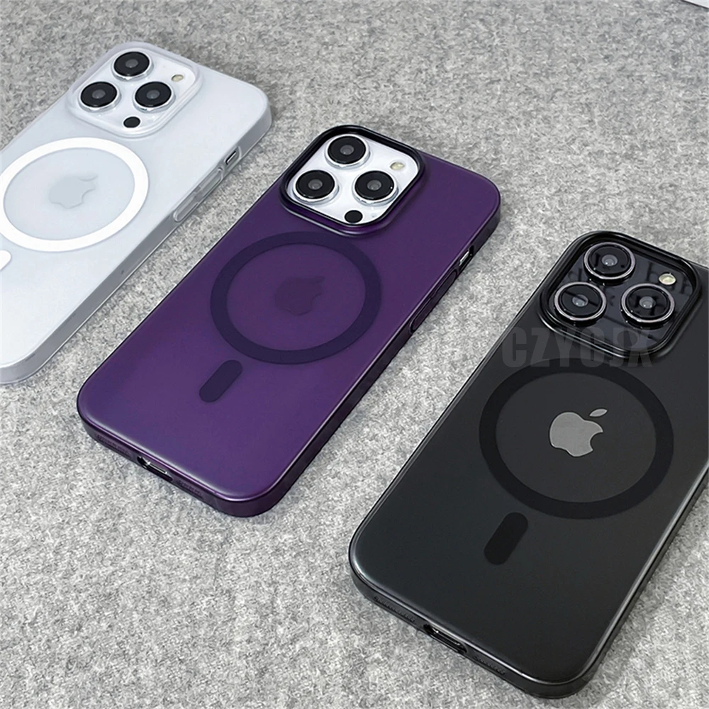 Ultra Thin Matte Magnetic Wireless Charging Clear Case - Shockproof Hard PC Cover