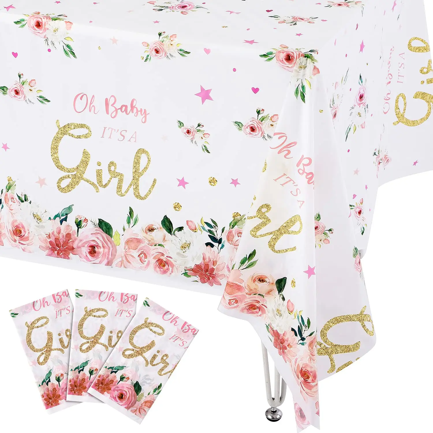 

Oh Baby Tablecloths Girl Gender Reveal Party Table Decor Disposable Baby Shower Table Covers Party Supplies Animal Table Cloths