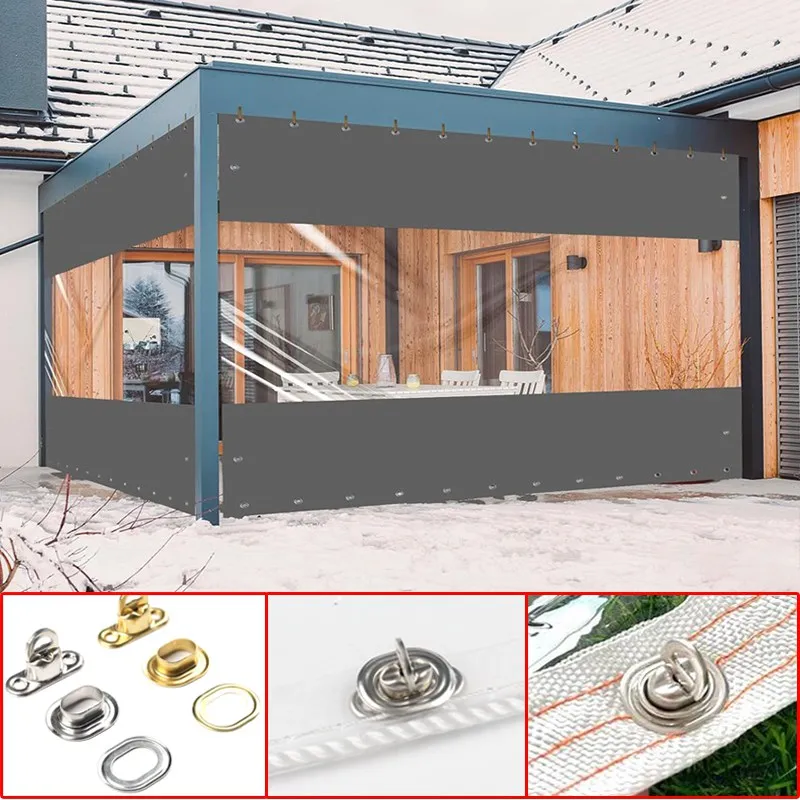 

Outdoor Pergola Transparent Tarpaulin With Twist Locks Garden Gazebo Rainproof Shelter Rotatable Oval Eyelets Waterproof Cover