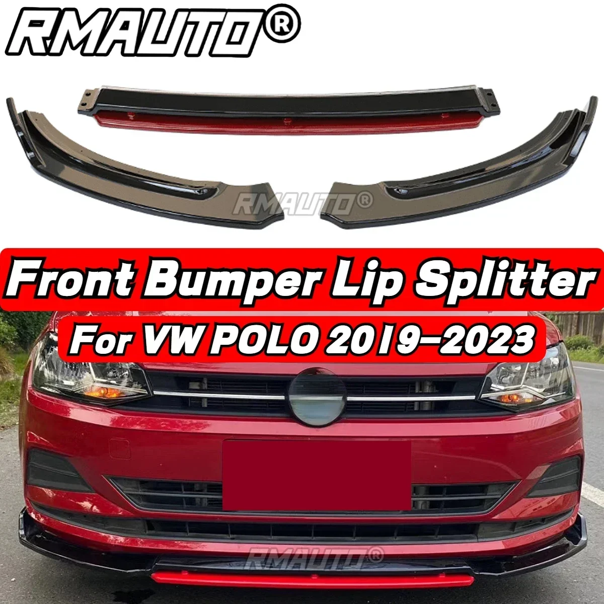 

POLO MK8 Lip 3Pcs/Set Front Bumper Diffuser Splitter Lip Rear Spoiler For Volkswagen VW POLO MK5 MK6 MK7 MK8 2009-2023 Body Kit