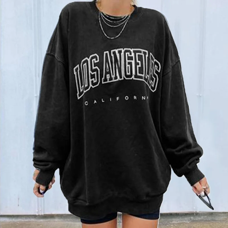 

Sweatshirt Women Letter Print Loose Casual Sweatshirts Streetwear Casual Autumn Winter Long Sleeve Sweatshirts Tops