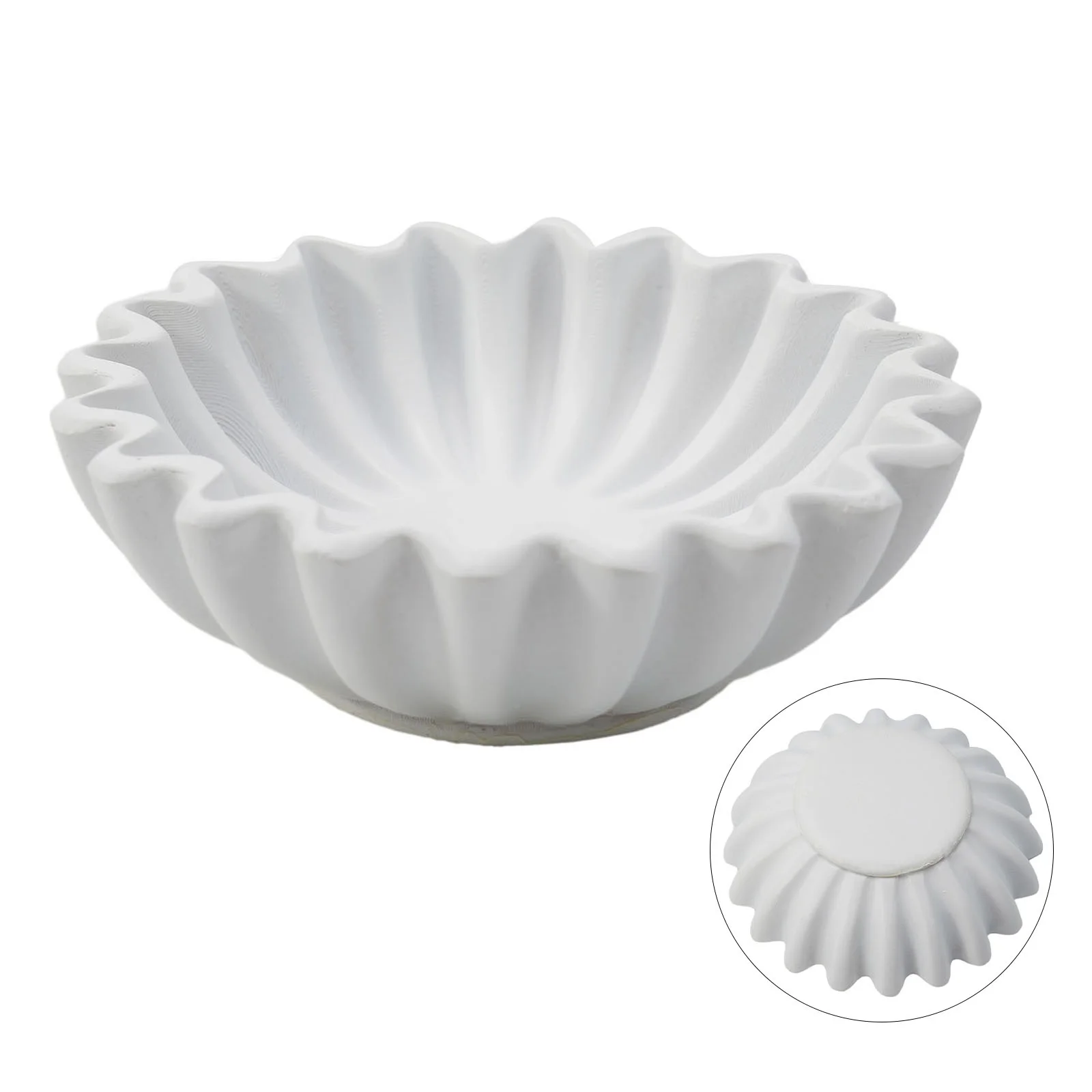 

Resin Elegance Accent Decorative Bowl Grooved Lotus Leaf Edges Compact Standalone Piece Console Table Long Lasting