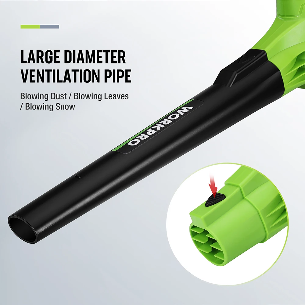 WORKPRO 20V Cordless Electric Air Blower Leaf Snow Blower Dust Collector Sweeper  Adjustable Speeds Garden Power Tools 4
