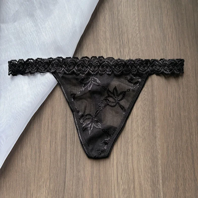 Personalized Crystal Letter Lace Thong Bikini Panties - Sexy Gift