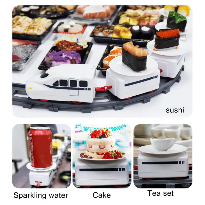 Conveyor Belt Rotary Sushi Toy Pretend Play Electric Track Trains