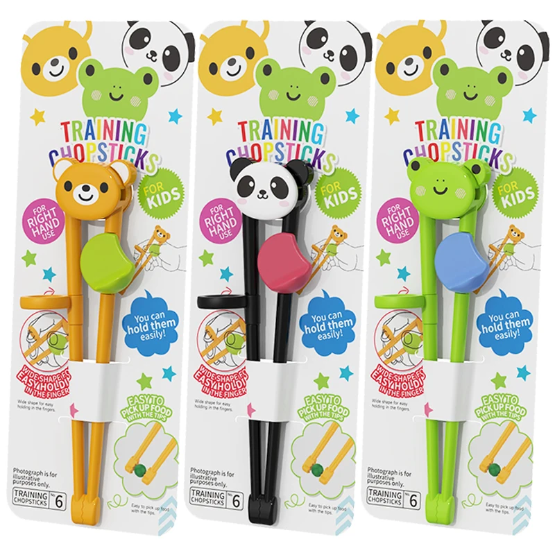 

New Children Chopsticks Cartoon Animals Bear Panda Frog Elementary Learning Chopstick Baby Safety Training Food Sticks Tableware