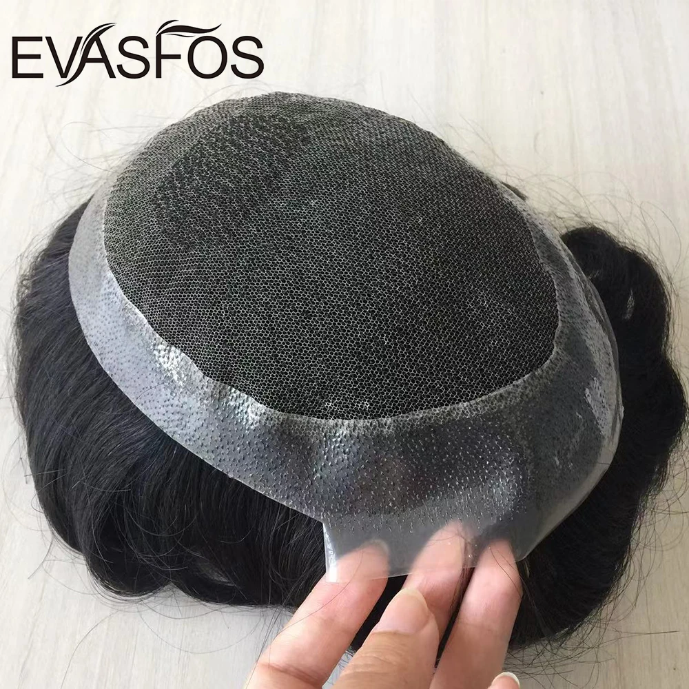 Breathable Australia Toupee Men Swiss Lace and PU Base Wig For Men European Hair Replacement System Unit For Hair Prosthesis