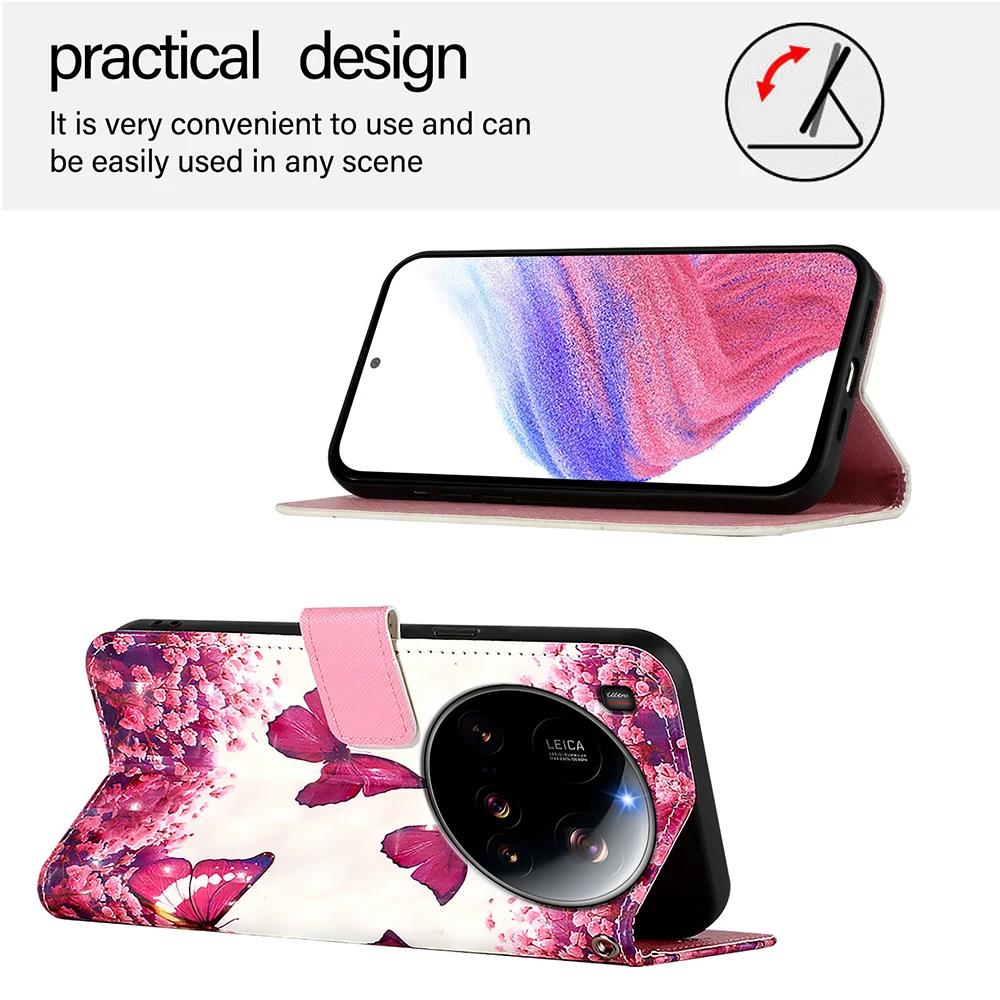 Cute Leather Flip Phone Case with Wallet and Strap - Book Cover with Card Holder and Stand