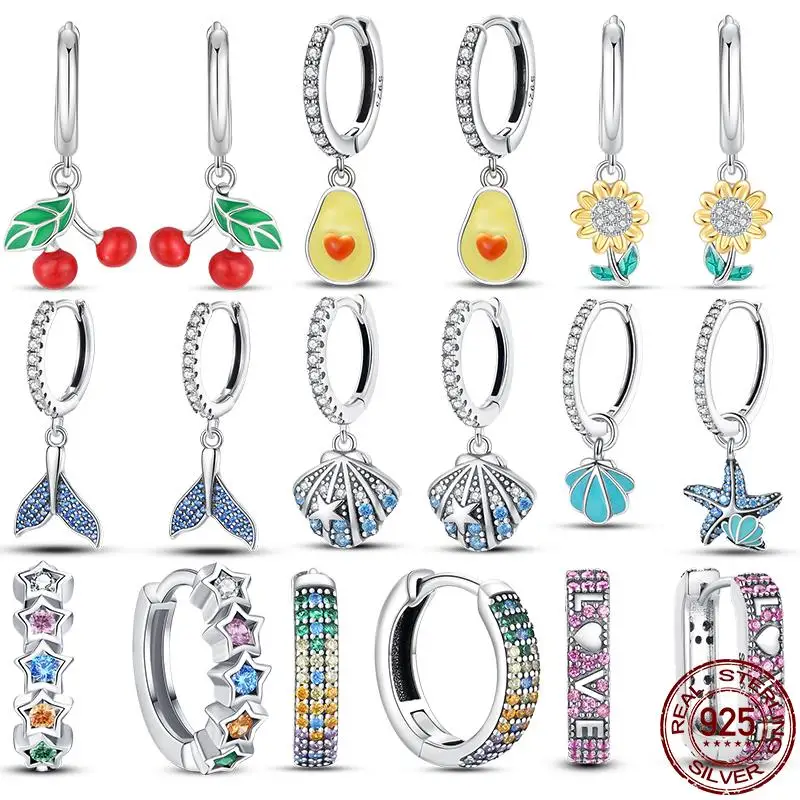 Женские серьги с авокадо и вишней