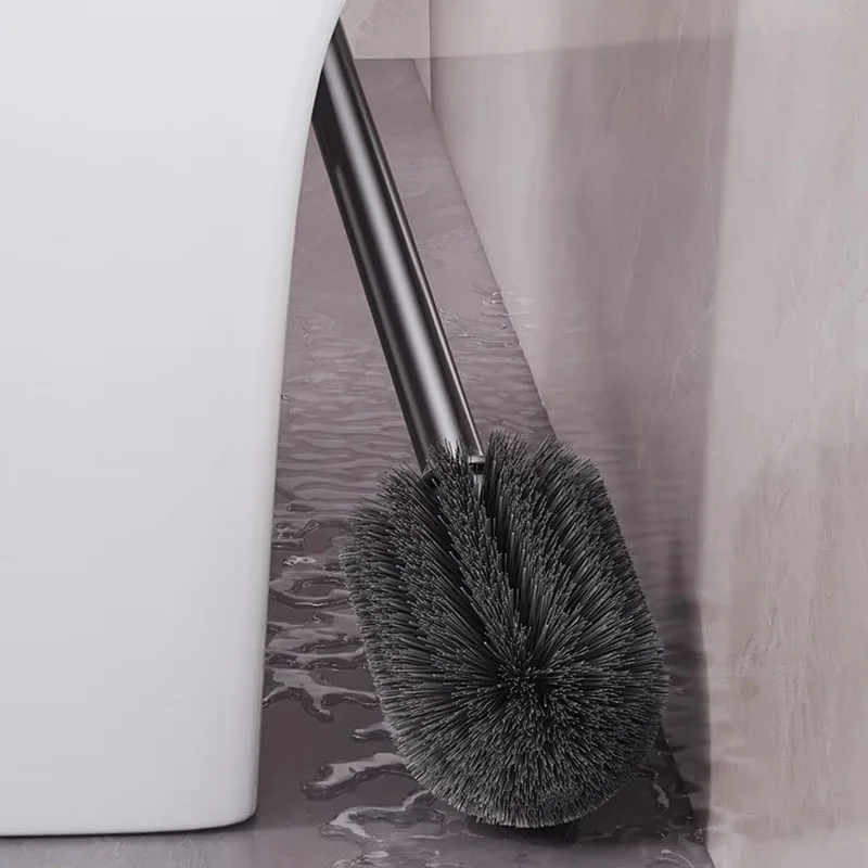 Bathroom Toilet Brush Holder Cleaning Tools Space Aluminum Wall Mounted Sucker Vertical Toilet Brush Bathroom Accessories bathroom accessories toilet brush holder