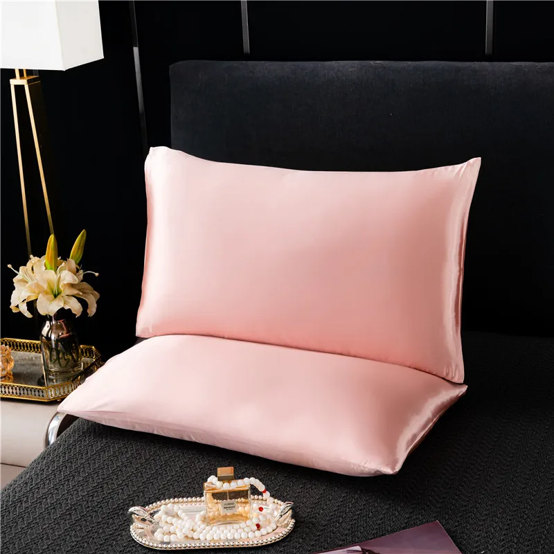 Pillowcover Luxury Satin Pillowcase Solid Color Envelope Pillow Case Bedding Bedroom Sleep