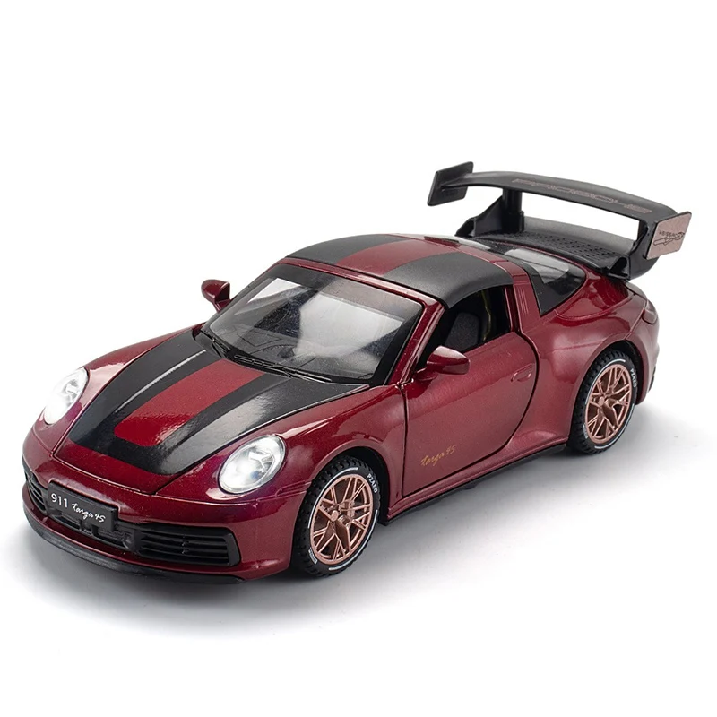 1:32 New 911 Targa 4S Supercar Car Model Alloy Car Die Cast Toy With Pull Back Sound and light Children Gifts Collectibles