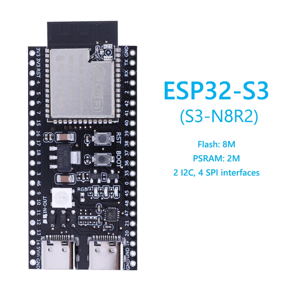 ESP32 S3 개발 보드 확장 어댑터 키트 포함 2.4G 와이파이 BT 모듈 ESP32-S3-1 N8R2 N16R8 44핀 타입-C ESP32-S3 아두이노용