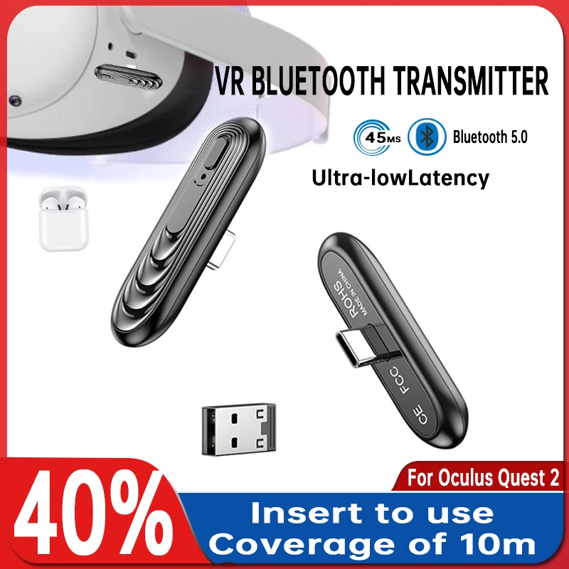 VR Headset Bluetooth Transmitter For Oculus Quest 2 Bluetooth 5.0 Ultra