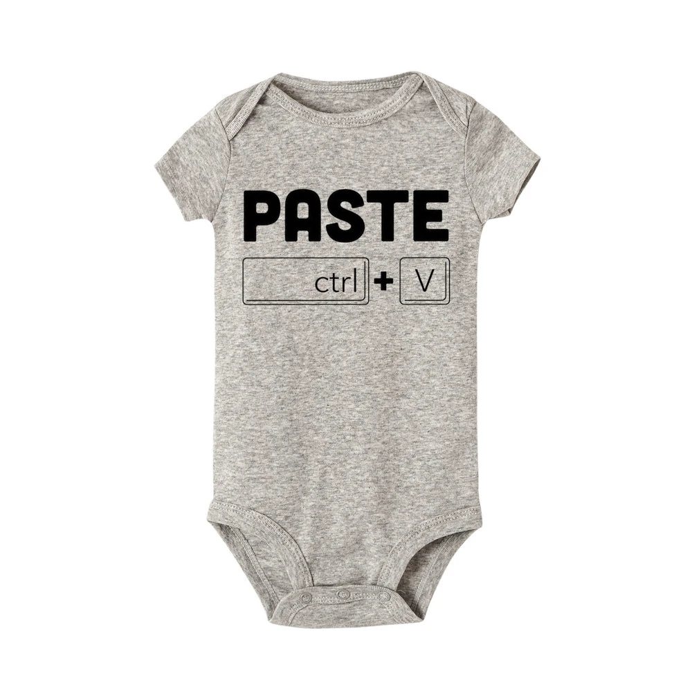 Copy Paste Twin Newborn Toddler Jumpsuit Ctrl+c Ctrl+v Print Funny Baby Clothes Boy Girl Short Sleeve Romper Infant Shower Gift 5
