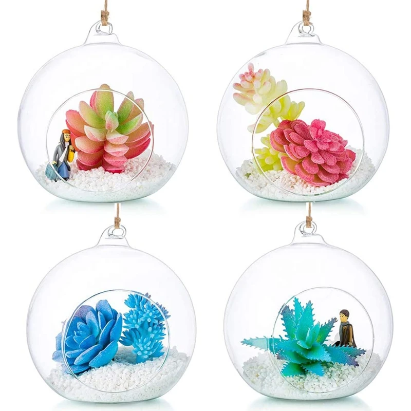 Hanging Glass Terrarium Globe Tea Light Candle Holder Succulents Vase Hanger for Home Wedding Party Indoor Outdoor Decor 5