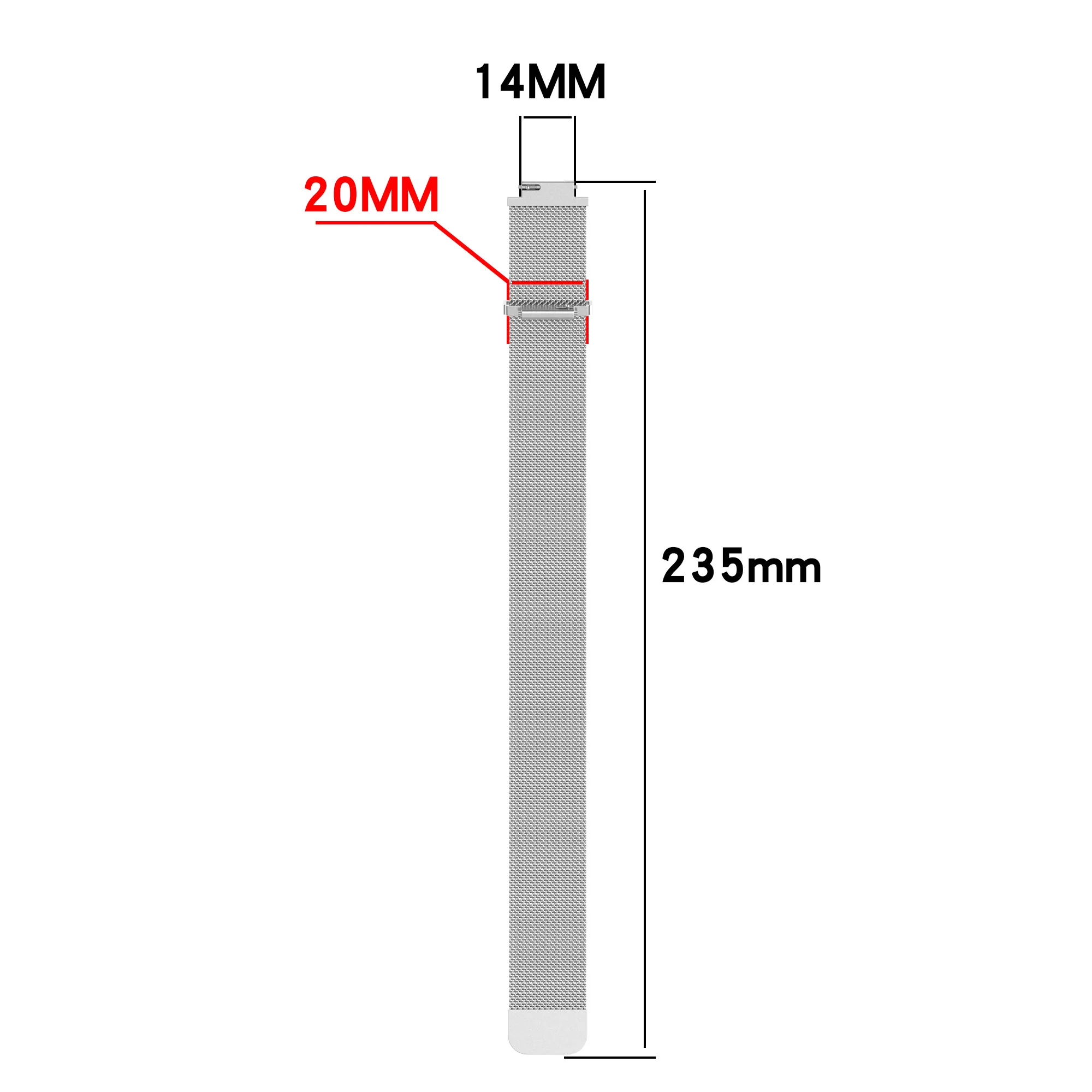 14mm Metal Milanese Loop Magnetic Bracelet Strap - Adjustable Sport Band Replacement Belt