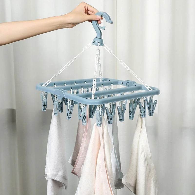 1pc Foldable 8-clip Clothes Hanger For Drying And Storing Baby