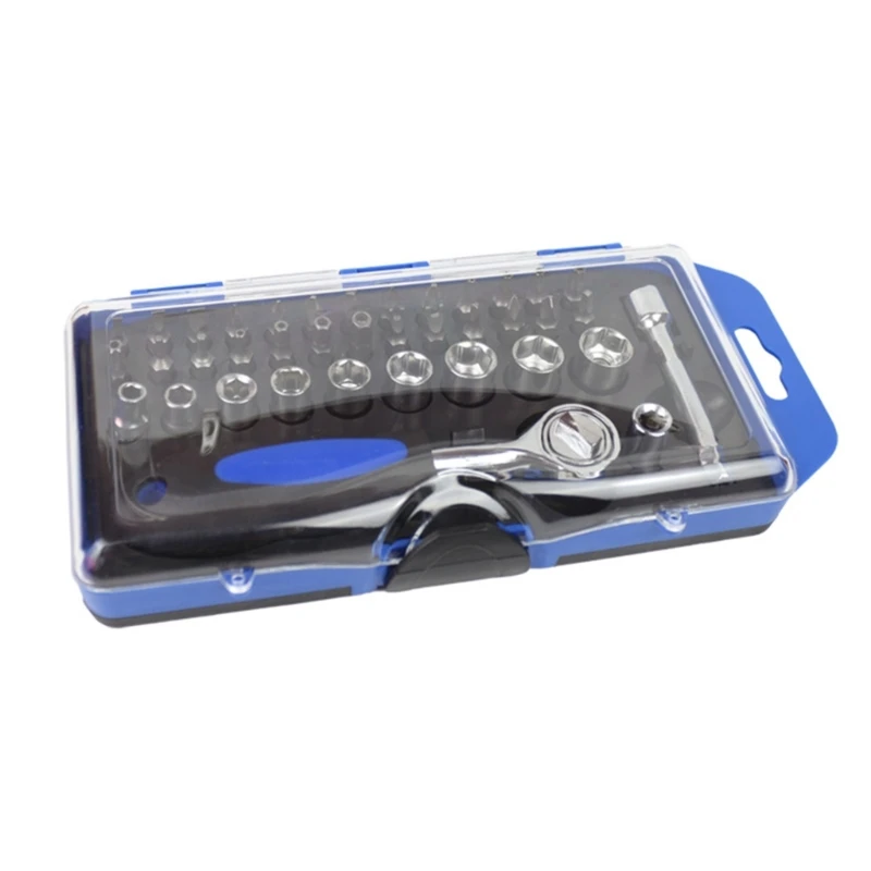 

38 in 1 Sleeve Screw Driver Set Ratchet Wrench Socket Spanners Drill Combination R7UA