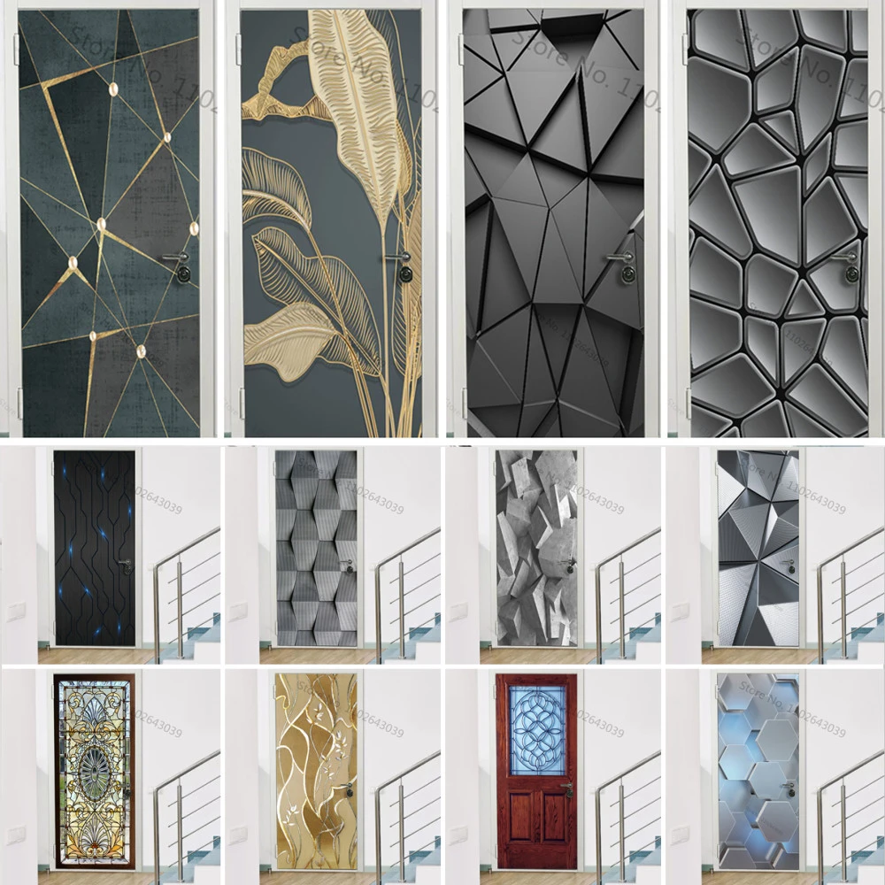 Self Adhesive Door Sticker Modern Abstract Decoration Stickers Vinyl