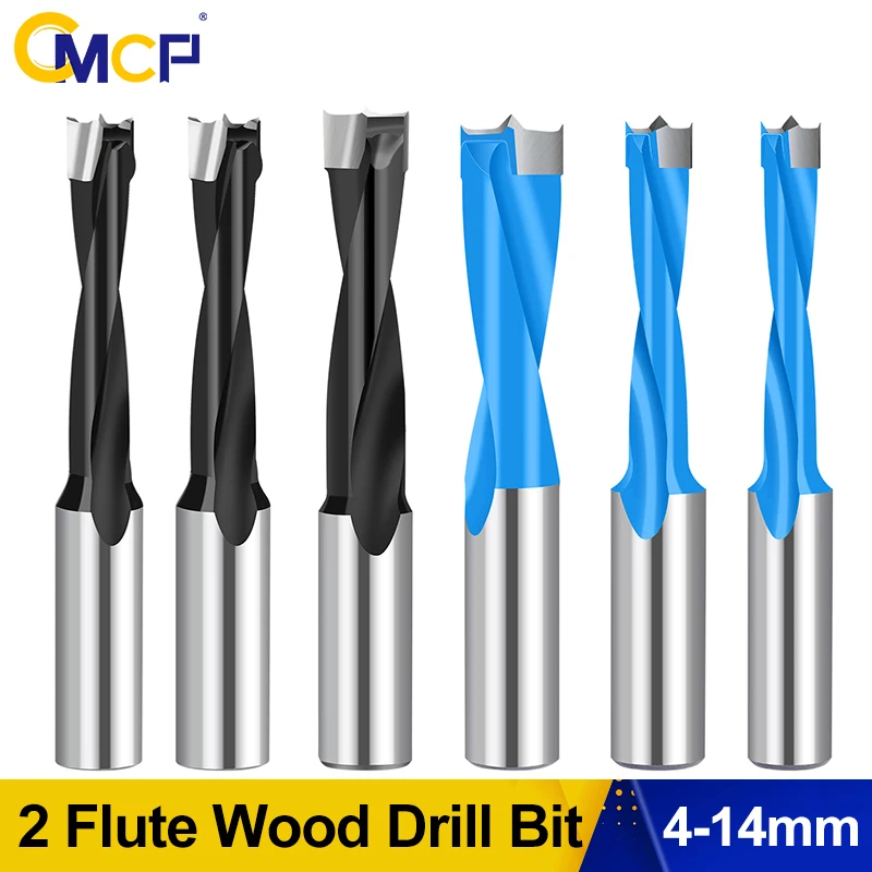 

CMCP Drill Bit 2 Flute Wood Drill Bit Left/Right Rotation Carbide Hole Saw Cutter for Woodworking Row Drilling Tools 4-14mm