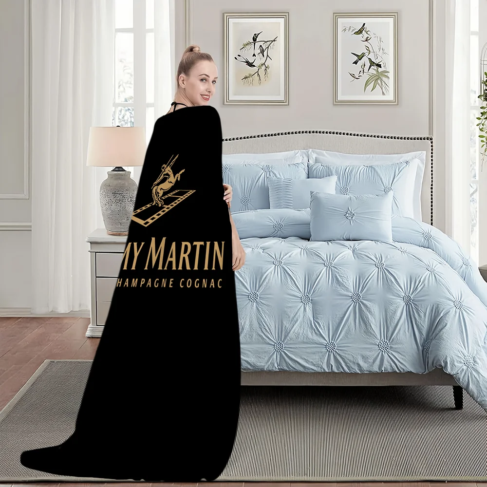 Logo French Cognac R-Remy M-Martin Blanket Plush Nap Sofa rug for Living Room Warm Office Bedroom Birthday Home Travel Kid Gifts 5