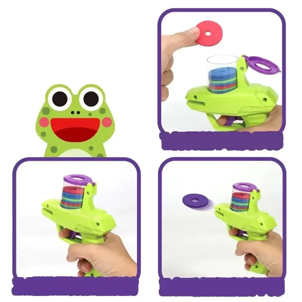 Flying Discs Launcher Toys For Kids EVA Soft Bullet Toy Gun Mini Carrot Flying Saucer Launcher Shooting Gun Outdoor Sport Toys 5