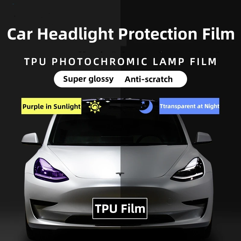 Ppf Car Headlight Protection Film Branco para Preto Tpu Fotocromático Farol Inteligente Filme de Lâmpada do Carro Anti Scratch