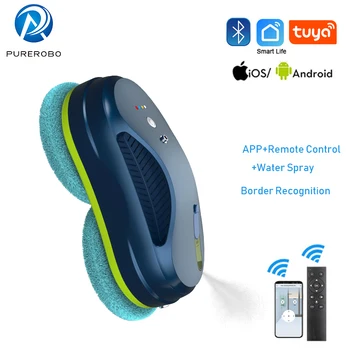 Purerobo W-R3S 창문 청소 로봇 앱 및 원격 제어, 스마트 자동 물 스프레이, 낙하 방지 전기 로봇 진공 청소기