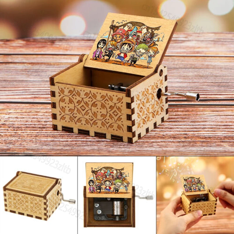 New Anime One Piece Carillon Intagliato In Legno Decorazione Love Blessing Boutique Regalo Fatto A Mano Shake Carving Music Box Gift