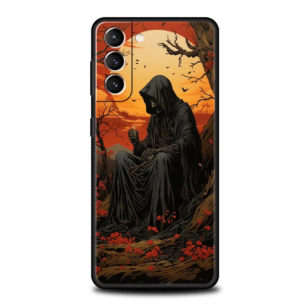 Grim Reaper Skull Skeleton Soft Black Phone Case