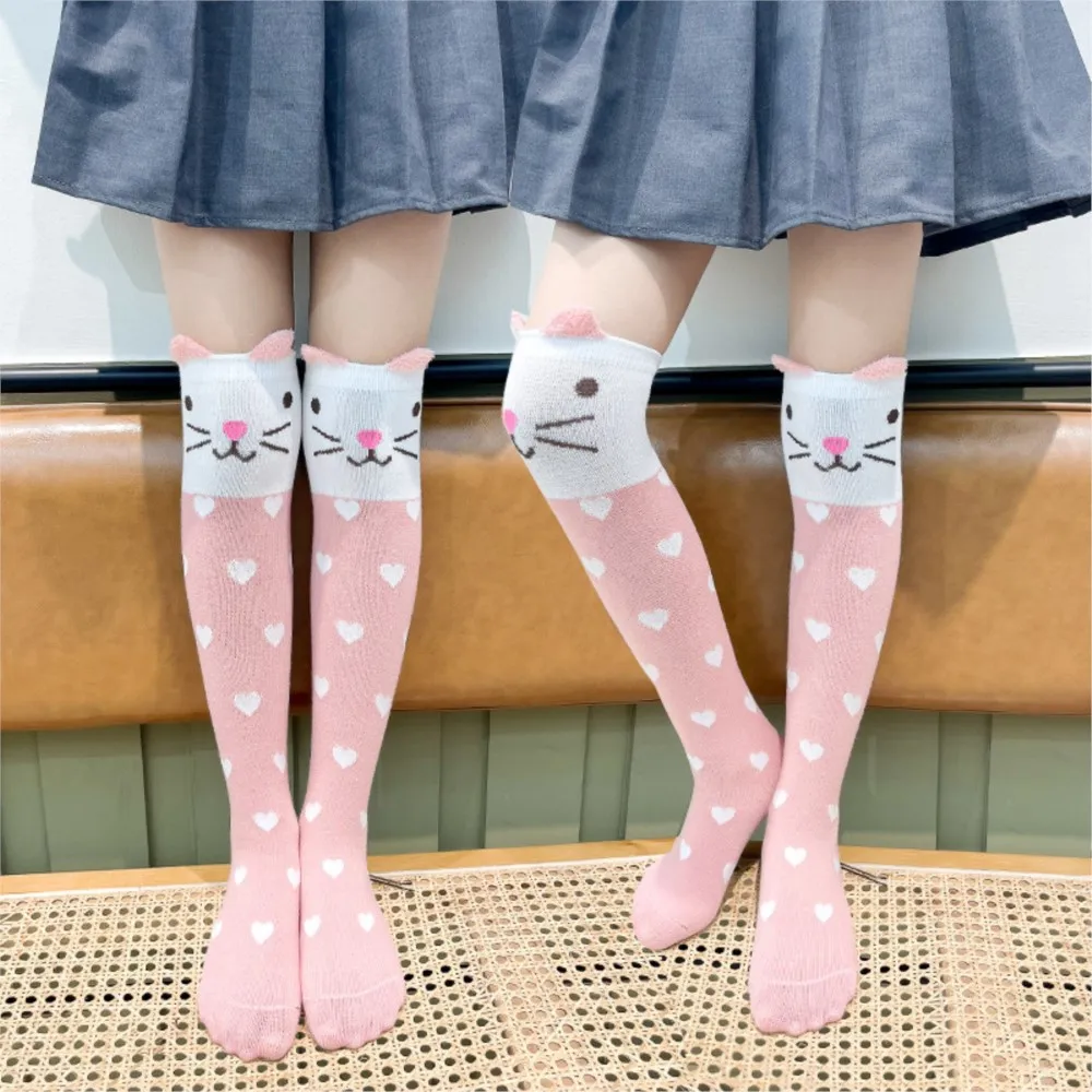 kids long socks dot cute girl leg warmers cartoon cylinder of the creative tide baby doll cotton knee high stocking
