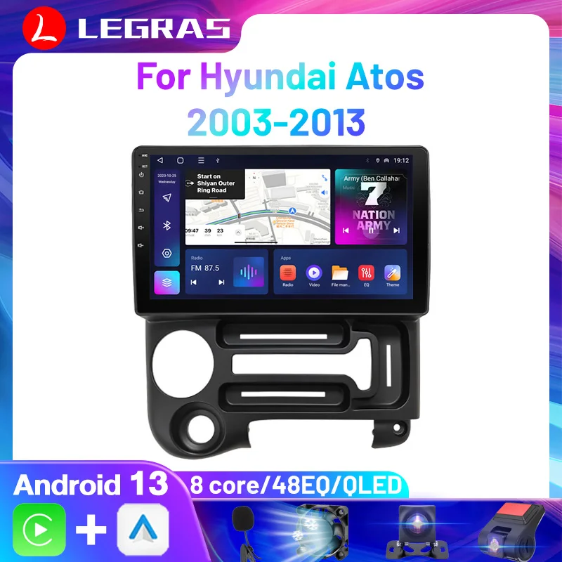 2Din Android Carplay Android Auto Wireless Car Radio Per Hyundai Atos 2003-2013 Autoradio 8Core Android 13 Automotive Car Play