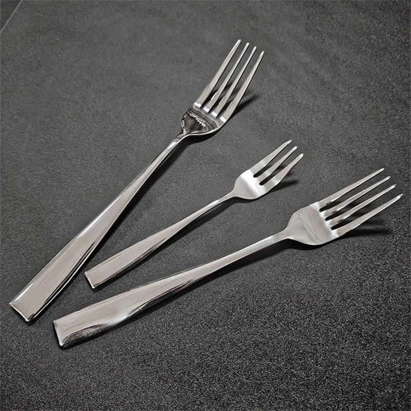 Silver Square Handle Western Cutlery Sets Stainless Steel