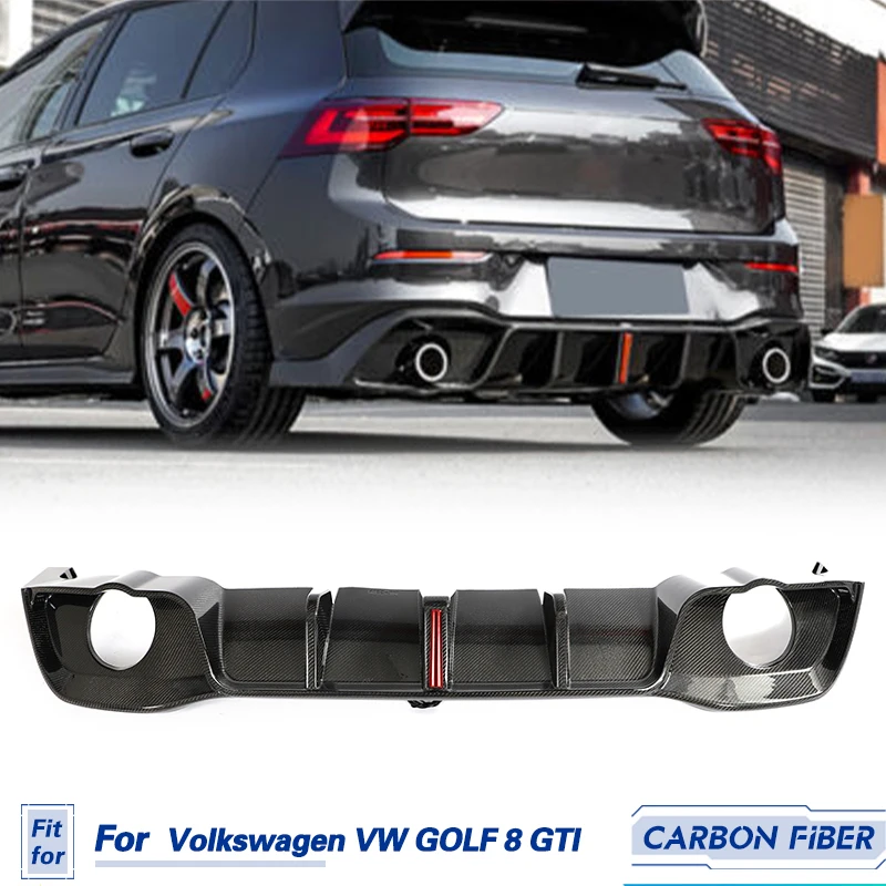 Rear Bumper Diffuser Lip Carbon Fiber For Volkswagen VW Golf 8 GTI 2021 ...