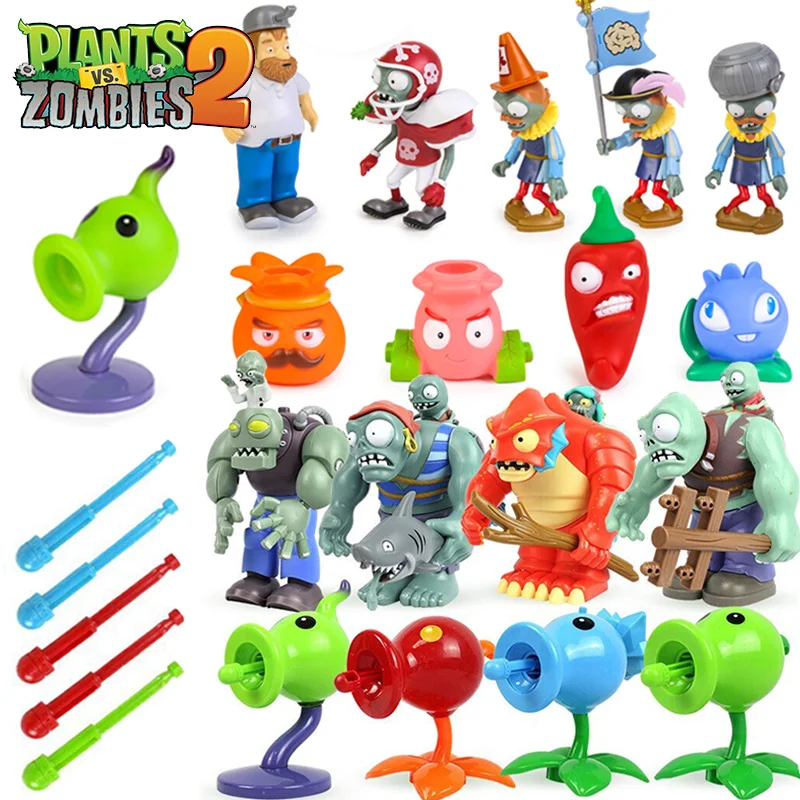 Plants Vs Zombies Toy set No Box Shadow Pea Crazy Dave AllStarZombie Game Character Ornaments Interactive Games For Youths Gift