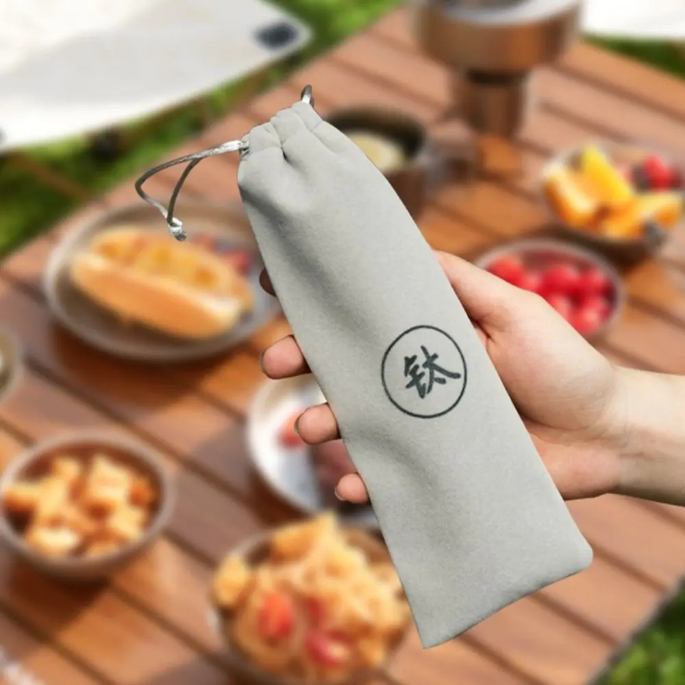Portable Titanium Long Handle Spoon Camping Cookware Cutlery Fork EDC Outdoor Picnic Accessories