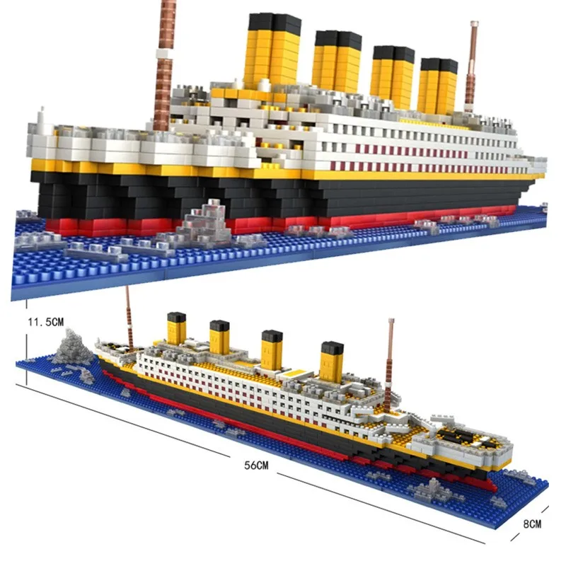 

1860pcs Mini Bricks Model Titanic Cruise Ship Model Boat Diy Diamond Building Blocks Bricks Kit Children Kids Toys Sale Price