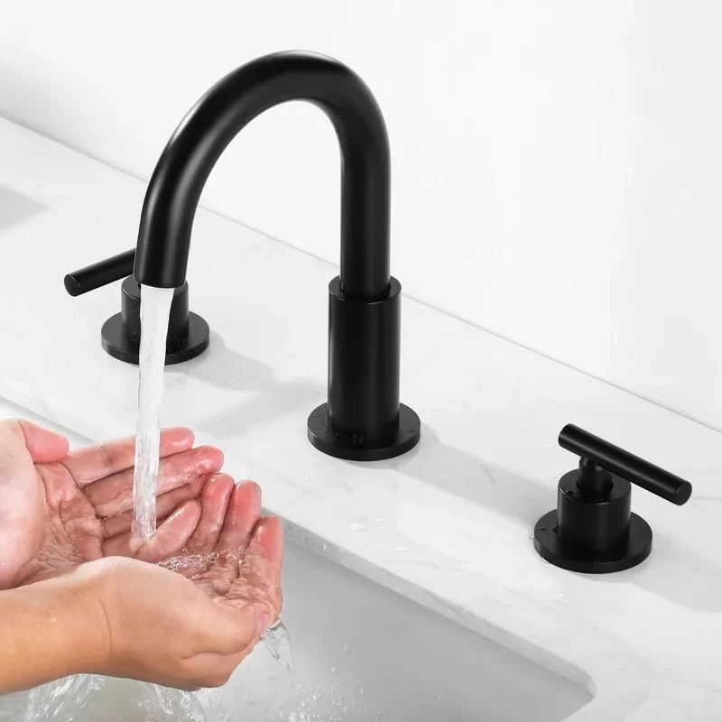 

Top Quality 59% brass 8 inch widespread 2 handle 3 hole bathroom sink faucet Basin mixer Tap,Matte black/Brushed gold/Nickel