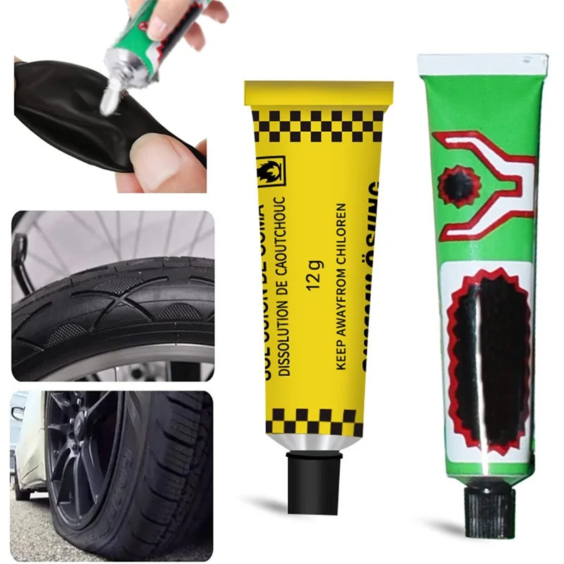 Pegamento para reparación de neumáticos de coche, motocicleta, bicicleta,  rueda, tubo interior, punción, herramientas de pegamento de goma,  accesorios para automóviles, 12g/20ml