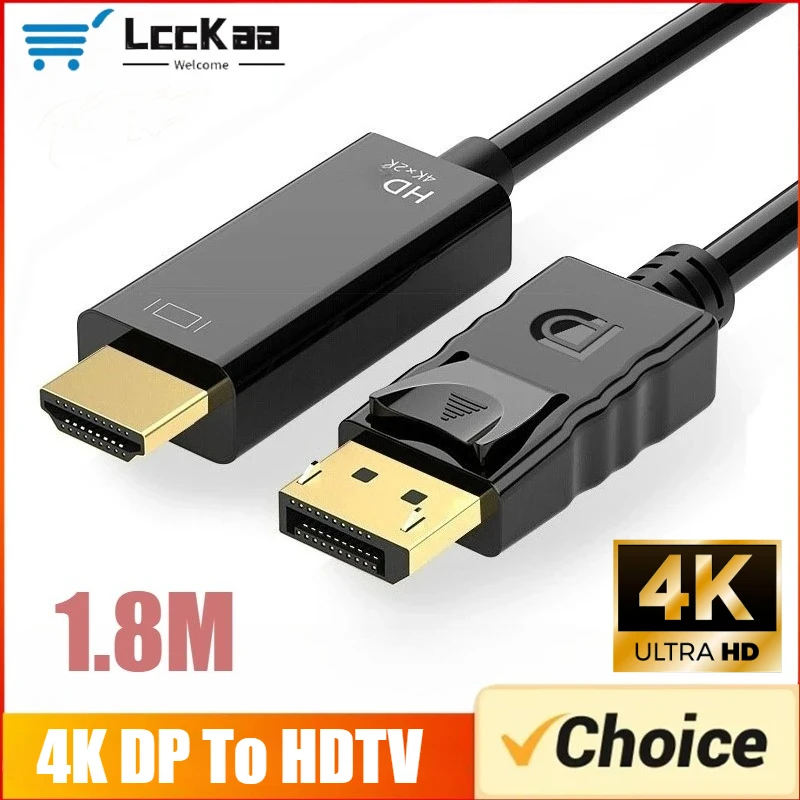1.8M DP-HDMI 호환 케이블 4k 디스플레이포트-HD 어댑터 남성-여성 디스플레이포트-HDTV 변환기 모니터 프로젝터용