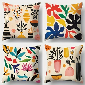Matisse Inspired Floral Throw Pillow Covers, Abstract Botanical Plant Print Cushion Cases, Boho Decor for Bedroom Living Room 1