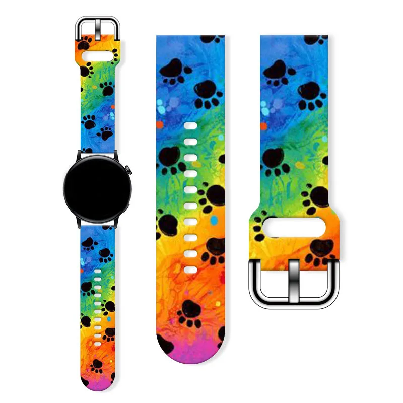 

Cartoon Paw Print Series Printed Silicone Strap For Huawei GT Samsung FB-Versa Watch 22MM 20MM Watch Band Bracelet Accessories