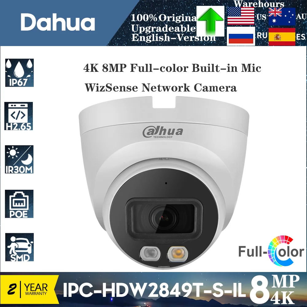 Cámara IP Dahua 8MP (4K) Con Zoom Óptico 5x, Doble Luz, Micrófono Y PoE - Modelo DH-IPC-HDW2849T-ZS-IL