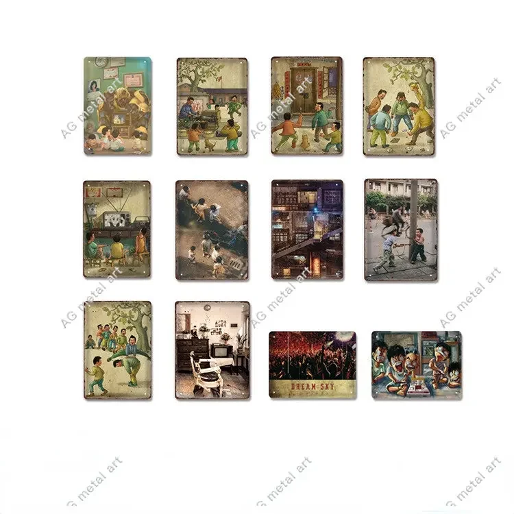 

Chinese Age Nostalgic Tin Painting Wholesale Retro Restaurant Creative Wall Hanging Home Living Room Wall Decoration posters