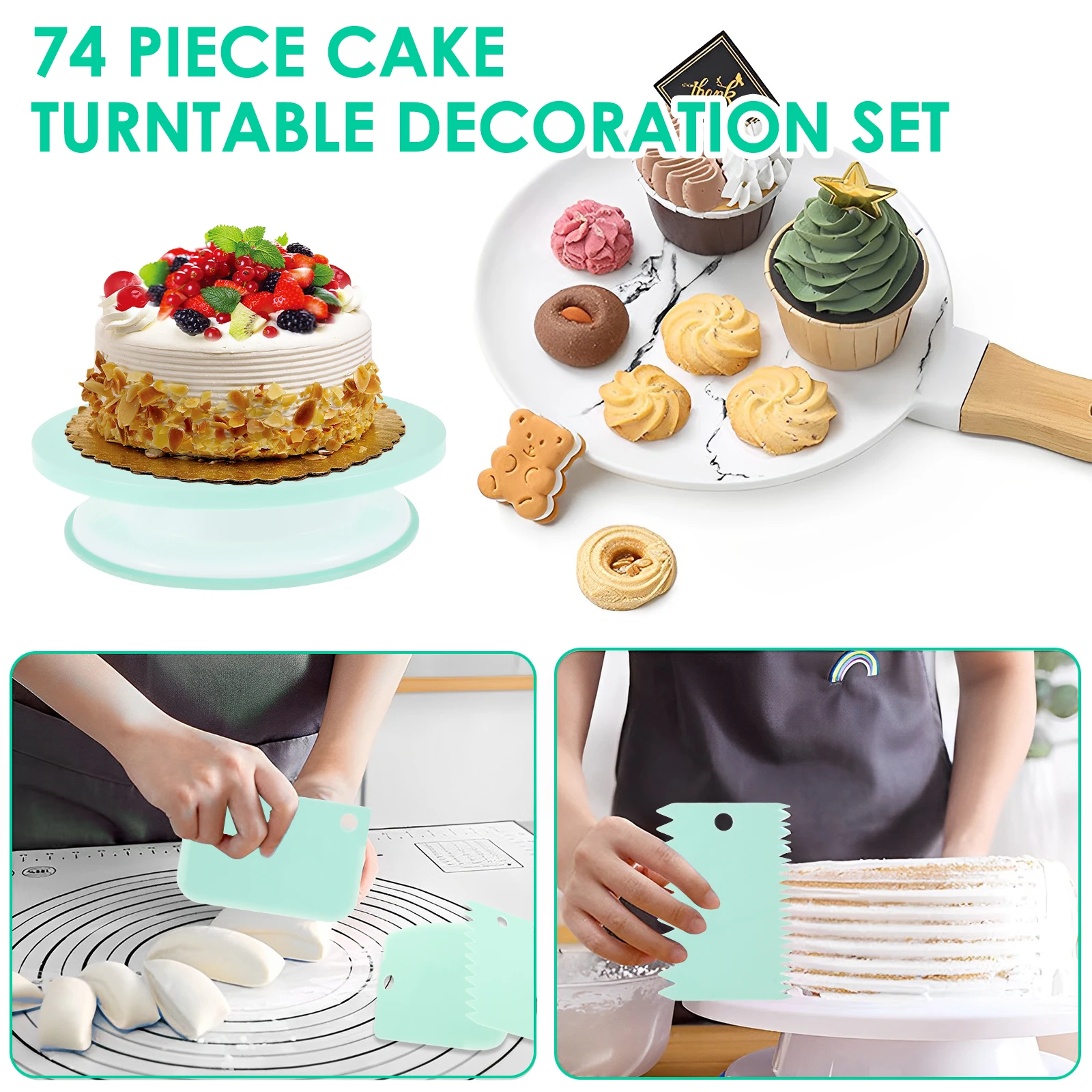 Cake Decorating 12-Piece Tools Set - Fondant Modeling Tools With Metal Ball Tips  Fondant Rolling Pin, image size:1600x1600