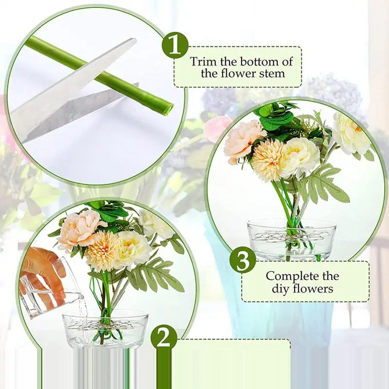 Bouquet Holder For Vase 3pcs Stainless Steel Flower Grid Fixer Floral Insert Ring Flower Art Decoration Flower Arranger Twist 5