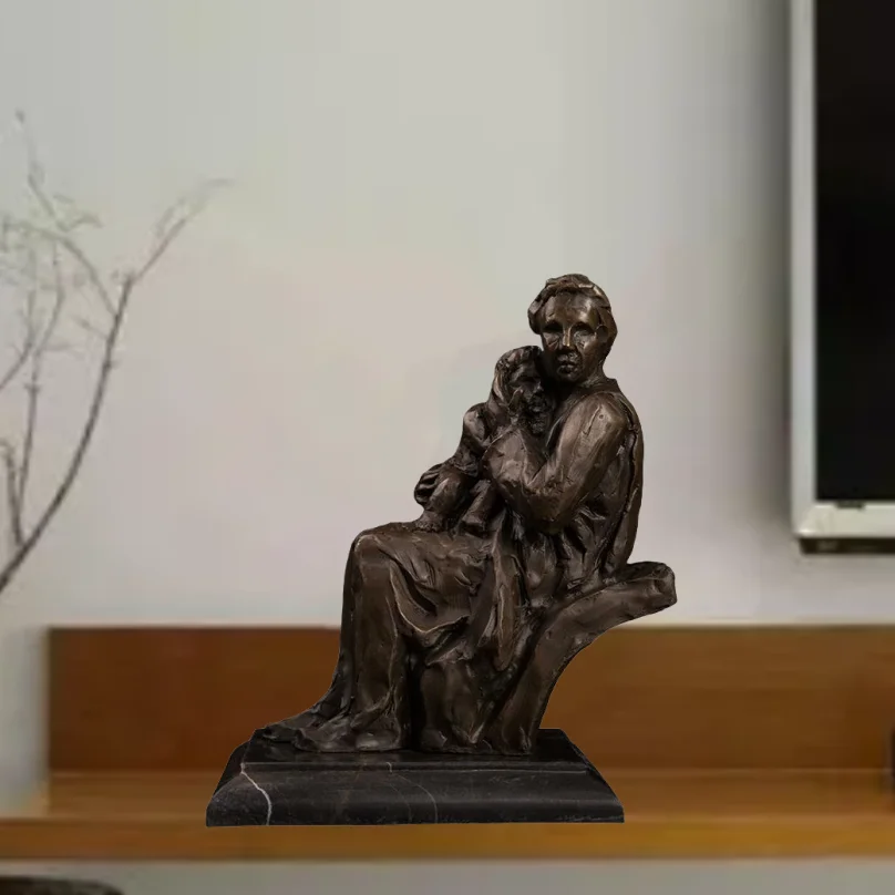 

QW-561 Famous Bronze Art Décor Mother And Baby Statue Sculpture Mother Love For Child Figurines For Home Decoration Collection