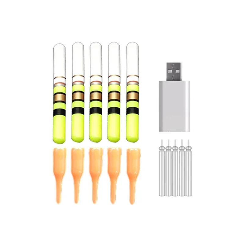 fishing glow stick 5pcs Light Sticks 5 Rechargeable CR322 Battery 1 charger Waterproof LED Night Fishing Tackle Accessory J552