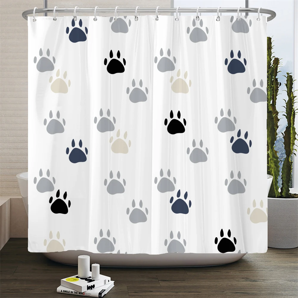 Shower Curtains Cat Printed Cartoon animal Bath Curtains Bathroom Bathtub Bathing Cover 12 pcs Hooks